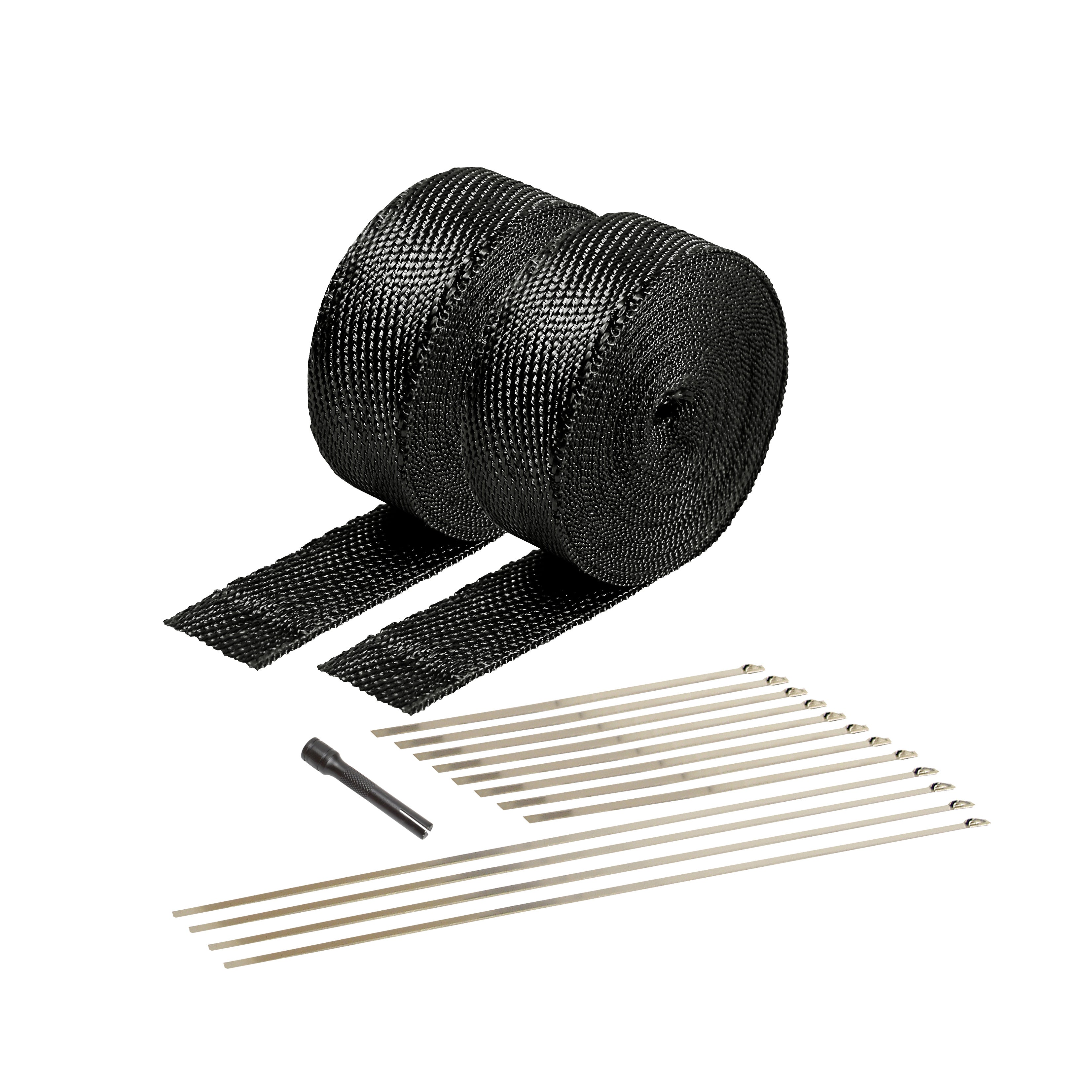 Design Engineering Exhaust Wrap Kit Titanium Black 2in x 50ft w/ Ties and Tool Exhaust Heat Shield