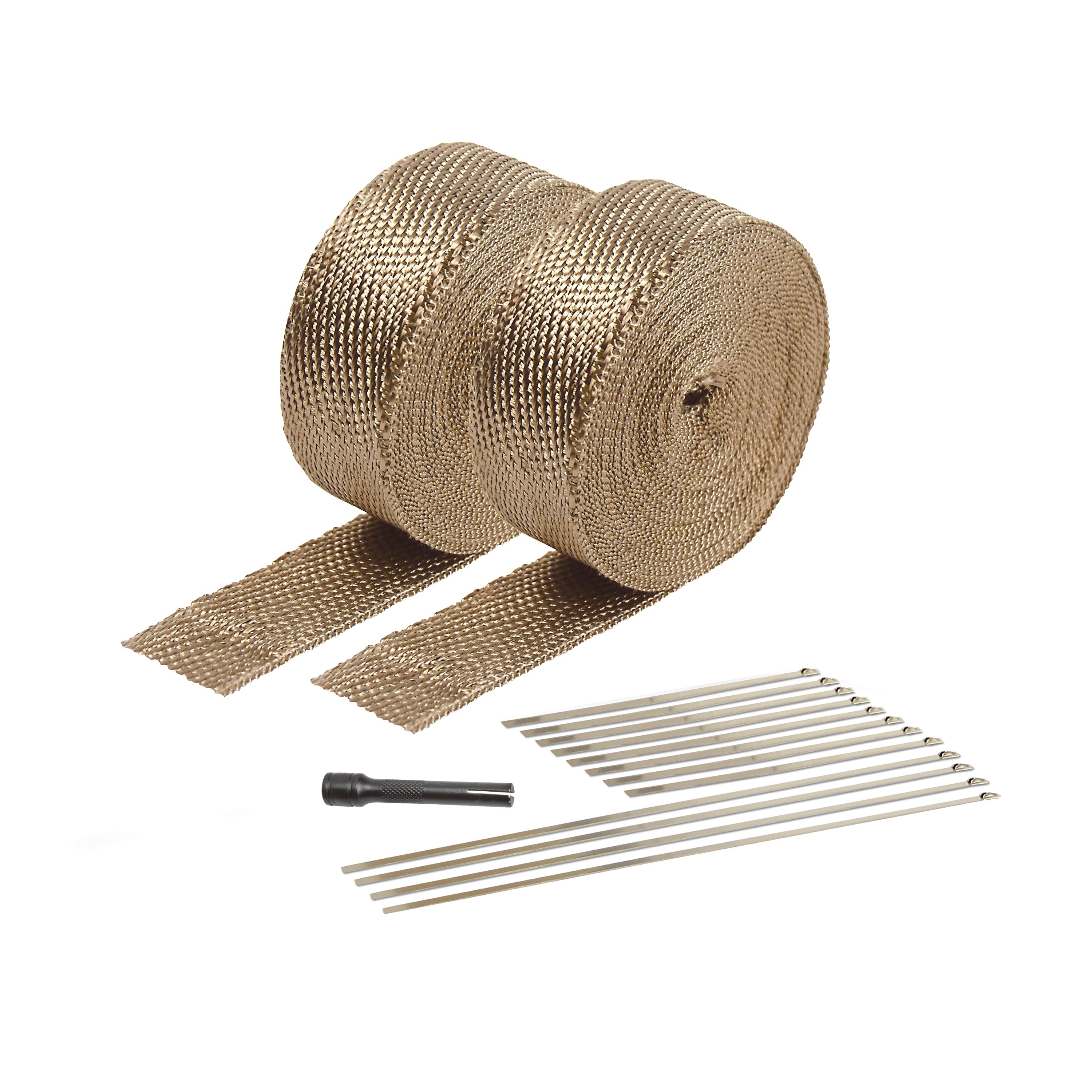 Design Engineering Exhaust Wrap Kit Titanium Tan 2in x 50ft with Ties and Tool Exhaust Heat Shield