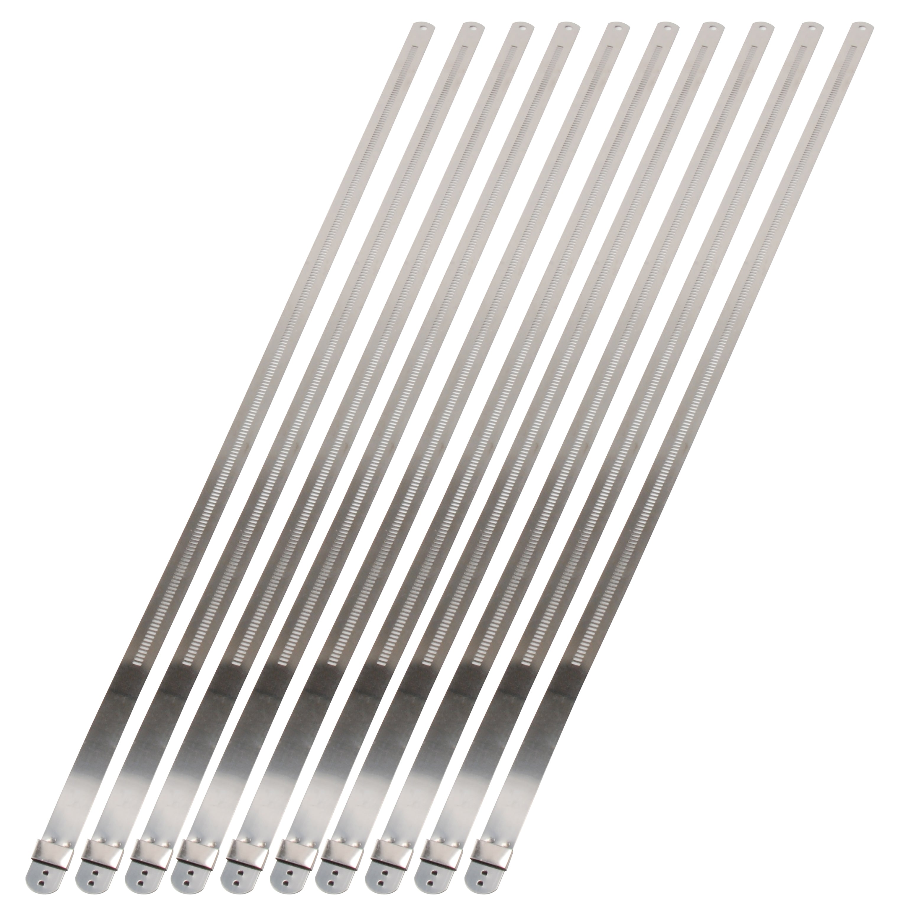Design Engineering Ten 20 inch long stainless steel locking ties. Width 12mm. Exhaust Heat Shield 10213