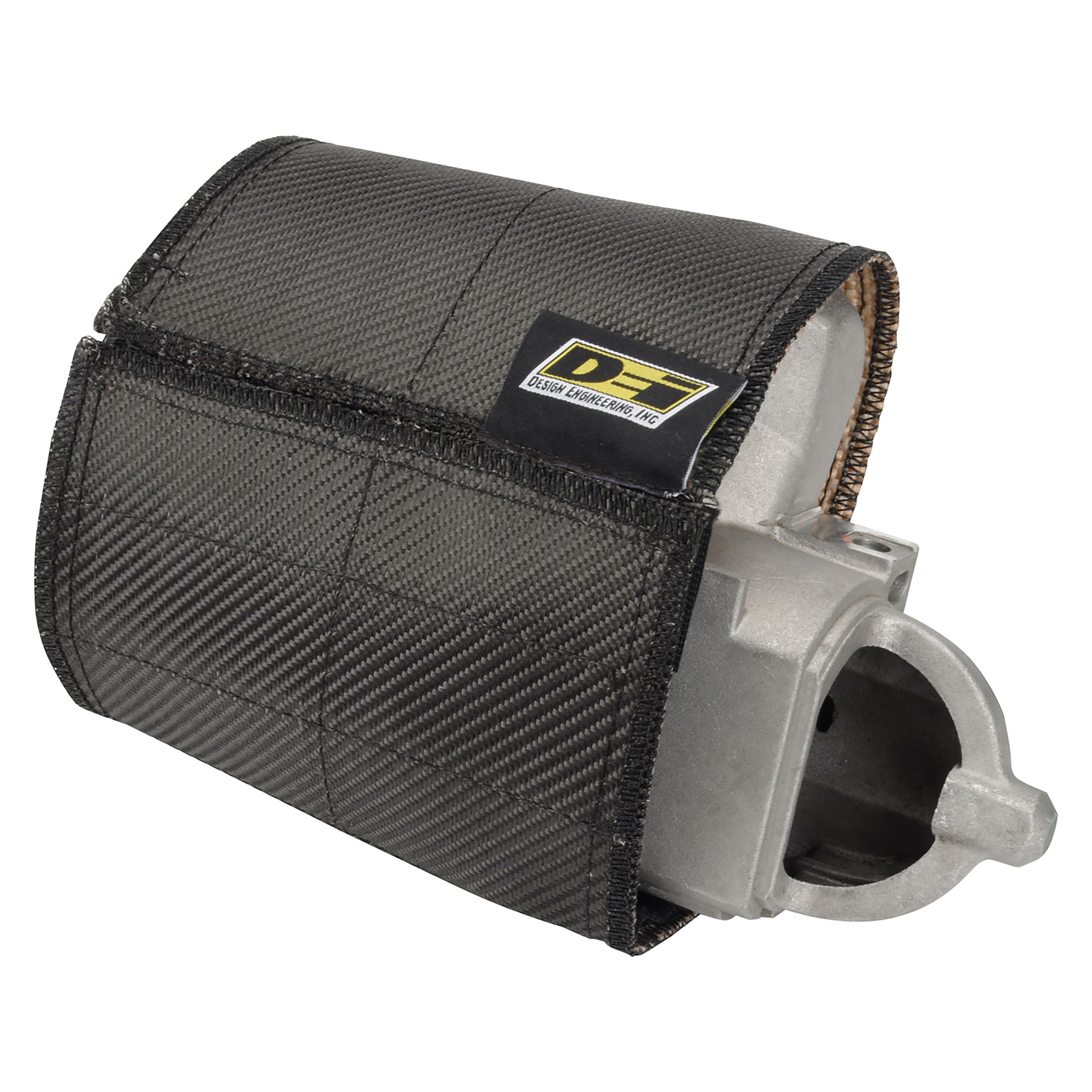 Design Engineering One 7 inch x 24 inch sheet of Onyx wrap with a hook and loop closure. Starter Heat Shield