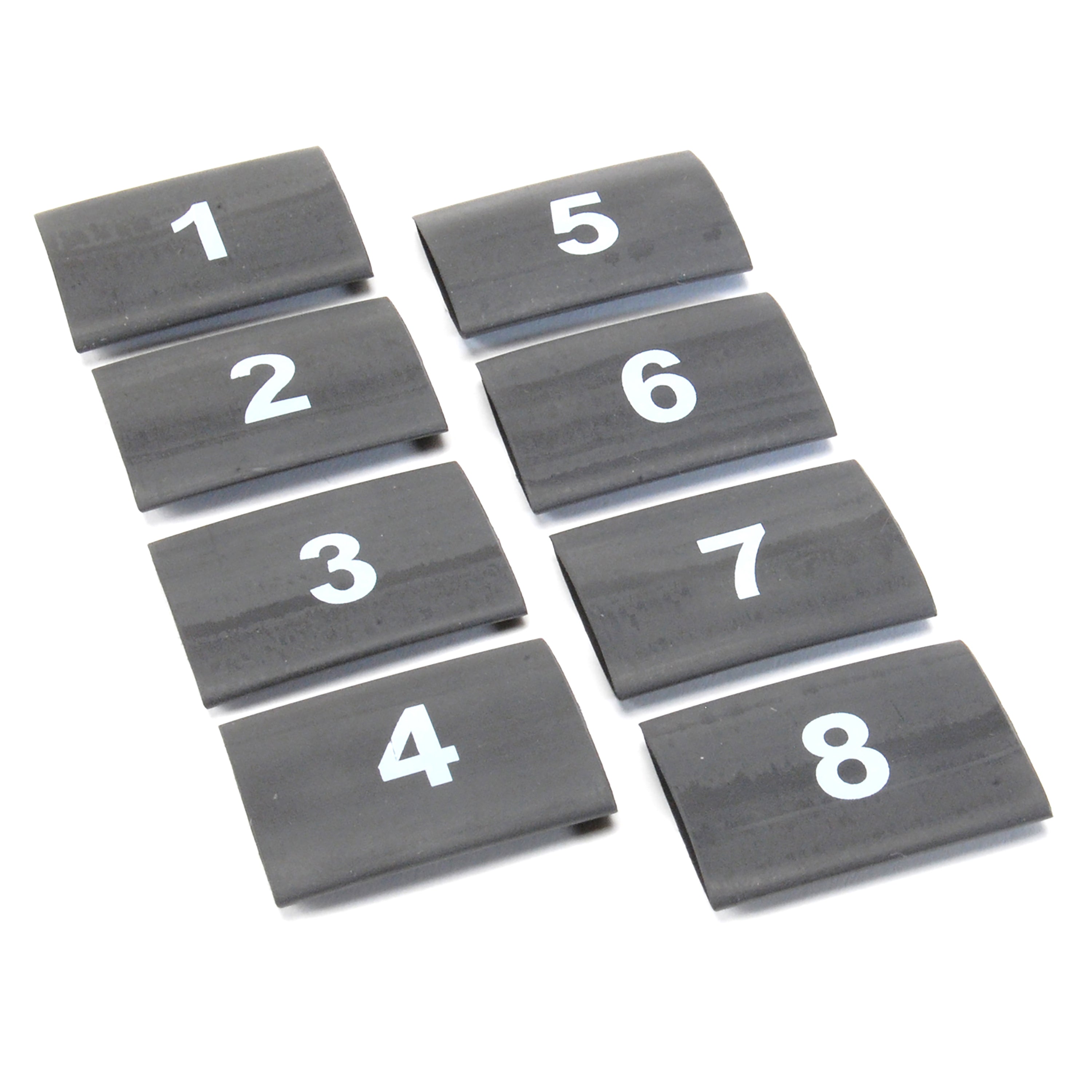 Design Engineering Eight pieces of heat shrink tube numbered "1" through "8". Heat Shrink Tubing 10849
