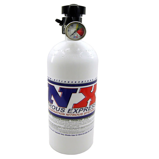 Nitrous Express 15LB Bottle W/ Lightning 500 Valve (6.89 Dia. X 26.69 Tall; With Gauge.