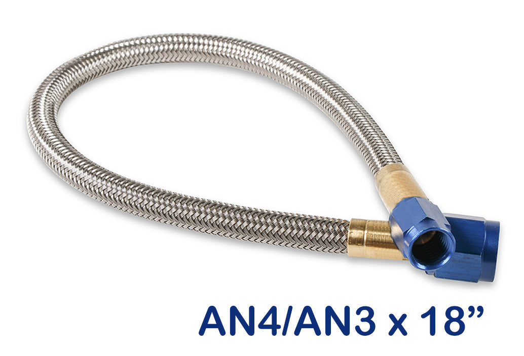 NOS/Nitrous Oxide System NOS Stainless Steel Braided Hose -4AN To -3AN 18" Blue 15345NOS