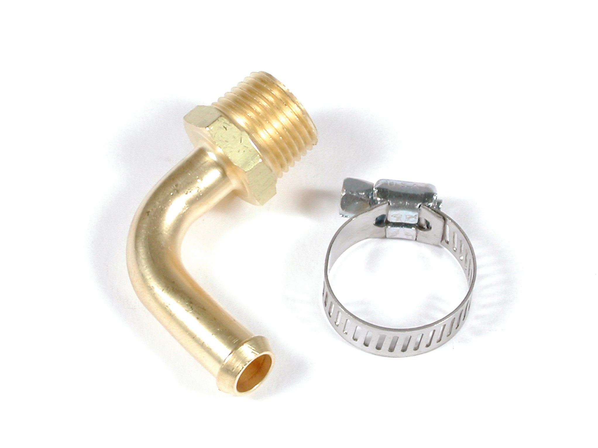 Mr Gasket Mr. Gasket Fuel Line Fitting - 3/8 Inch NPT to 3/8 Inch Hose Barb - 90° - Brass 2966 product image 1