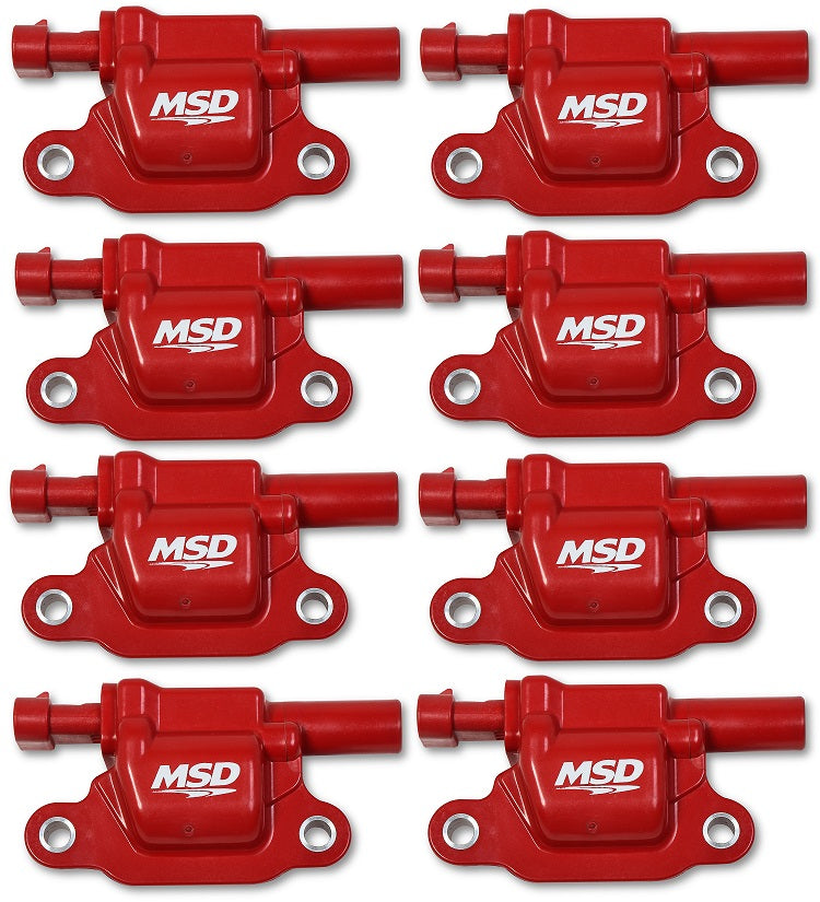 MSD Ignition Coil - Blaster Series - Gen V GDI Engine - Red - 8-Pack - Square 82668 product image 1
