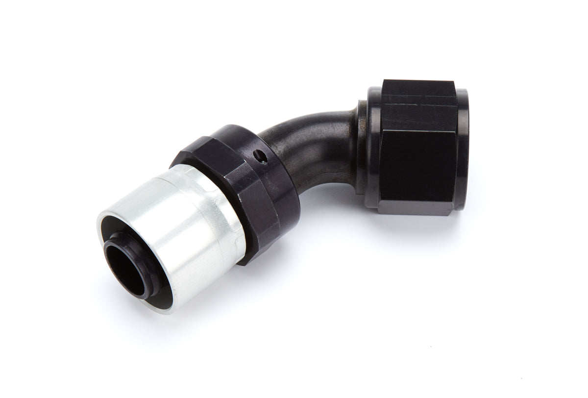 AEROQUIP FCL4225 StreetLite 45-Degree Hose End Fitting, -12 AN to -12 AN Female Swivel, Black Anodized Aluminum
