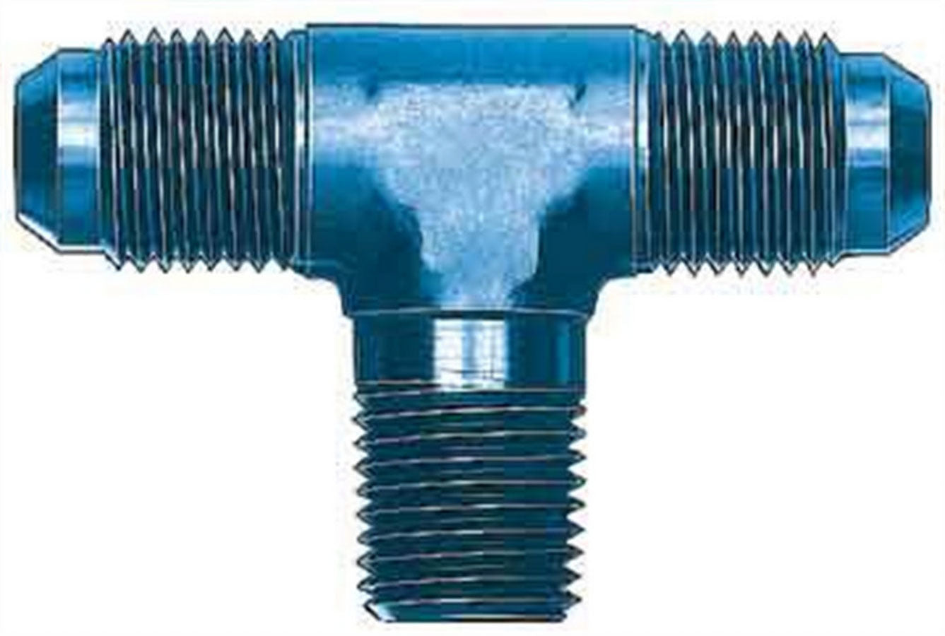 Aeroquip FCM2187 Adapter Tee, 3 AN Male x 3 AN Male with 1/8 in NPT Male, Blue Anodized Aluminum
