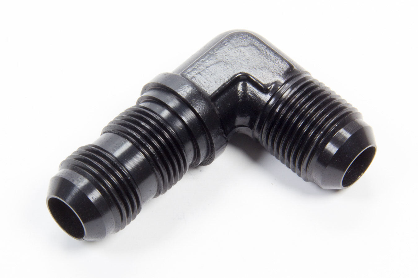 Aeroquip FCM5084 #10 AN 90-Degree Bulkhead Union Fitting, Male to Male, Black Anodized Aluminum