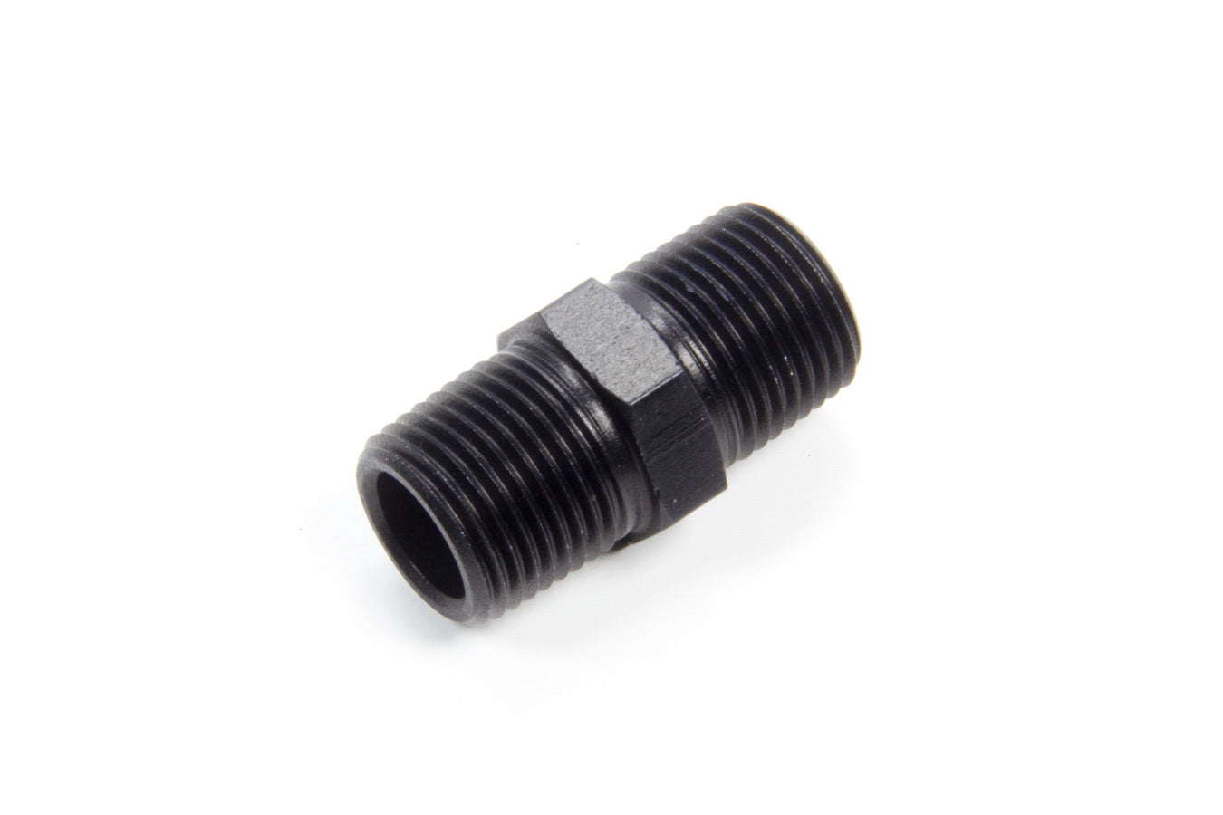 Aeroquip FCM5134 3/8 in NPT Male-to-Male Straight Adapter Fitting, Black Anodized Aluminum
