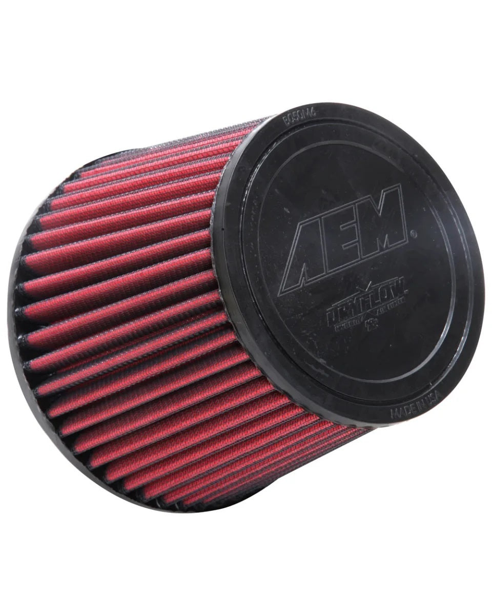 AEM Induction DryFlow Air Filter Element AEM-21-2073DK, Clamp-On Conical, Red