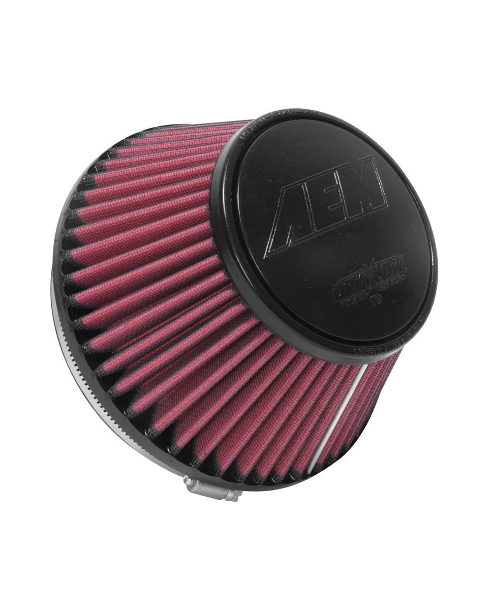 AEM Induction DryFlow Air Filter Element AEM-21-2093DK, Clamp-On Conical, Red
