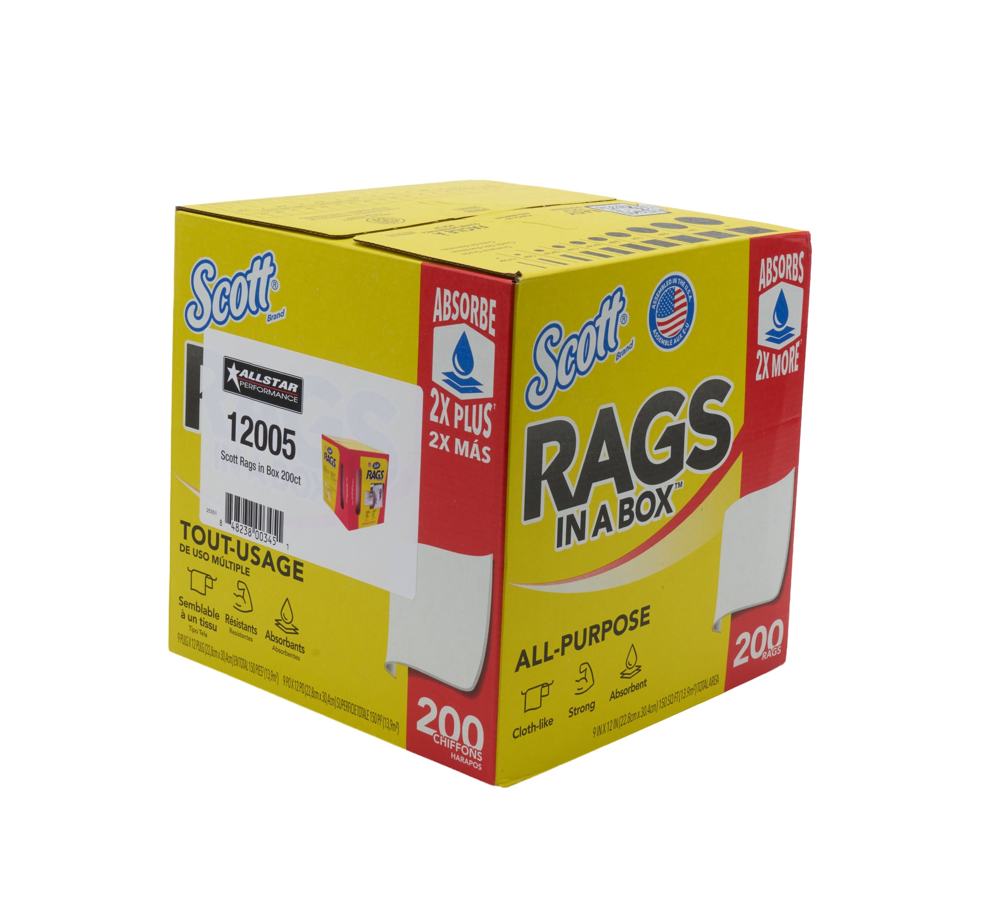 Allstar Performance ALL12005 Scott Rags Shop Towels, 200-Count Box