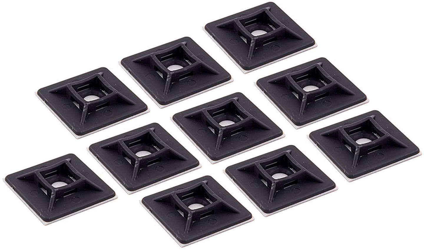 Allstar Performance ALL14117 Self-Adhesive Cable Tie Mounting Bases, 1-1/8 in Square, Black, Set of 10