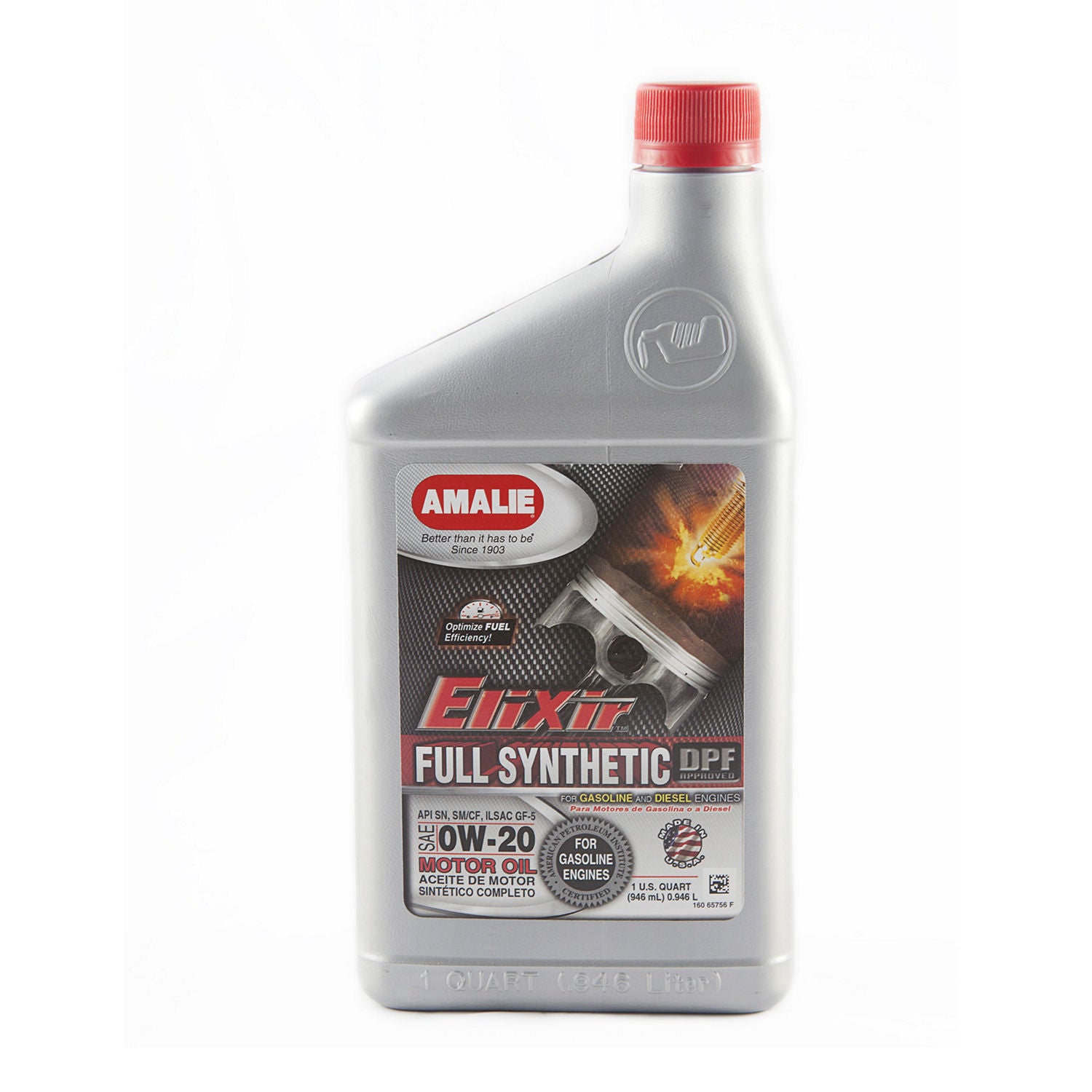 Amalie Motor Oil Elixir Full Synthetic 0w20 Dexos1 Case 12x1Qt 160-65756-56