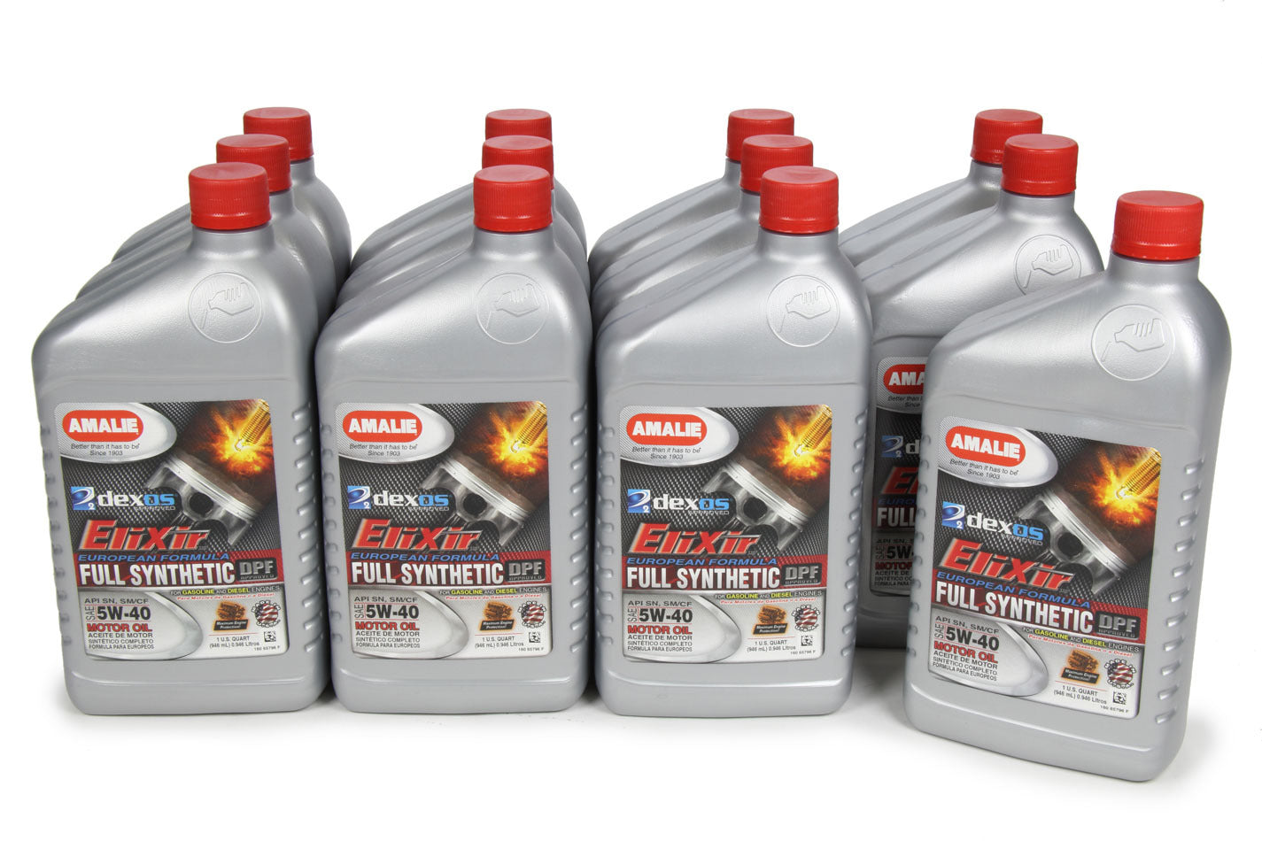 Amalie Motor Oil Elixir Full Synthetic 5w40 Dexos2 Case 12x1Qt 160-65796-56