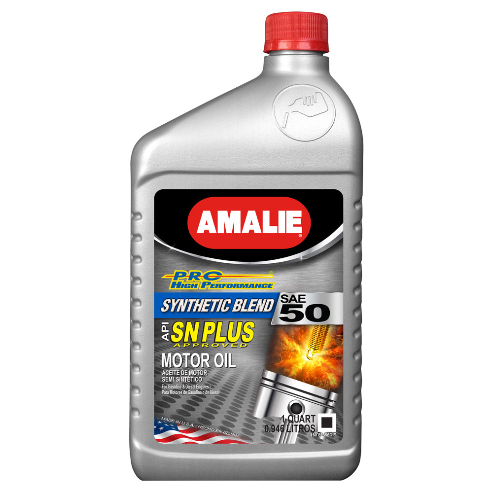 Amalie Motor Oil PRO High Perf Syn Blend Oil 50W Case 1Qt AMA65656-56