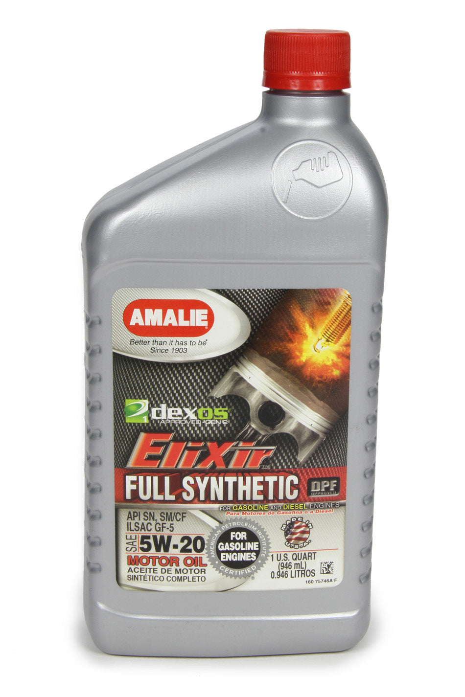 Amalie Motor Oil Elixir Full Synthetic 5w20 Dexos1 1 Qt AMA75746-56