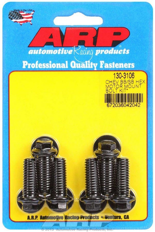Auto Racing Products Engine Component Motor Mount Bolt Kit 6pt. Chevy 130-3106