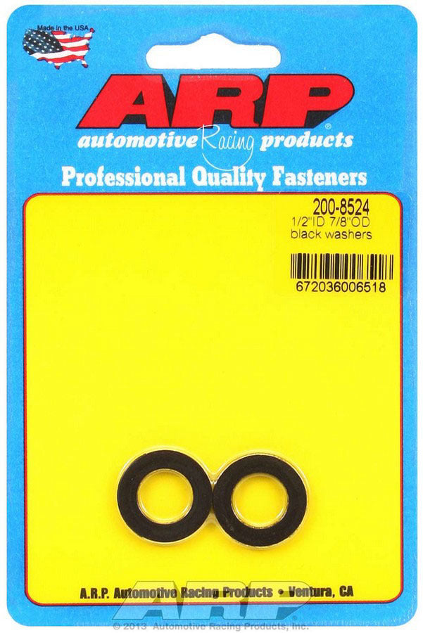 Auto Racing Products Automotive Hardware Black Washers - 1/2 ID x 7/8 OD (2pk) 200-8524