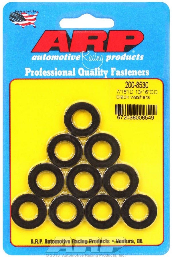 Auto Racing Products Automotive Hardware Black Washers - 7/16 ID x 13/16 OD (10) 200-8530