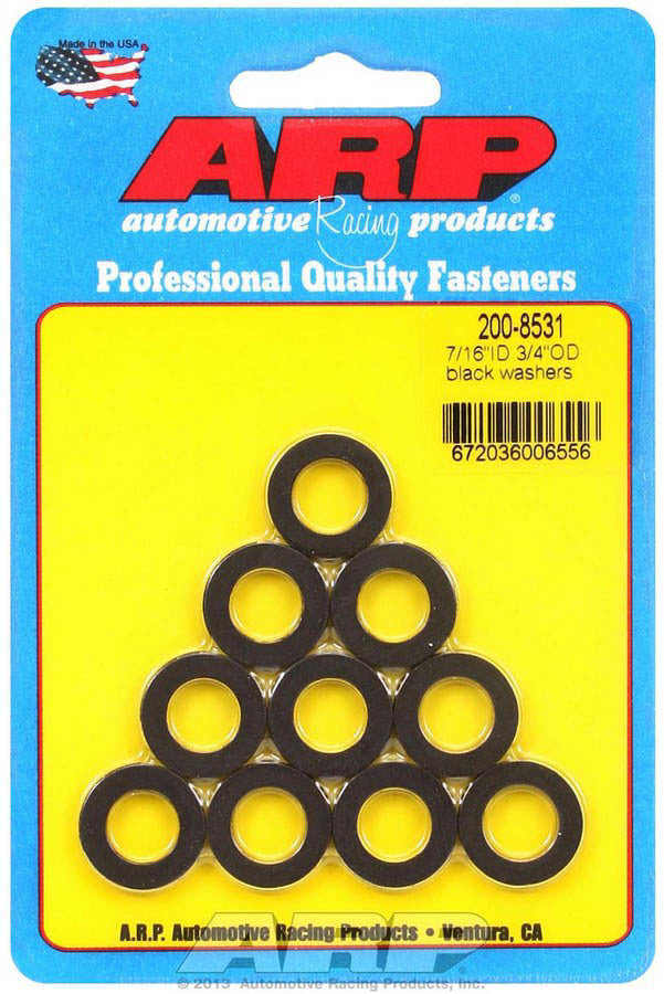 Auto Racing Products Automotive Hardware Black Washers - 7/16 ID x 3/4 OD (10) 200-8531
