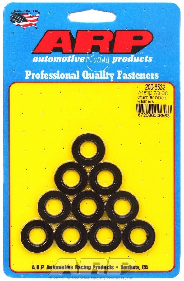 Auto Racing Products Automotive Hardware Black Washers - 7/16 ID x 7/8 OD (10) 200-8532