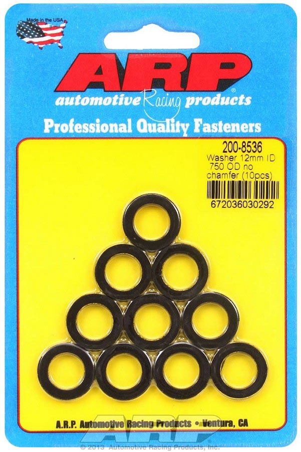 Auto Racing Products Automotive Hardware Black Washers - 12mm ID x 3/4 OD (10) 200-8536