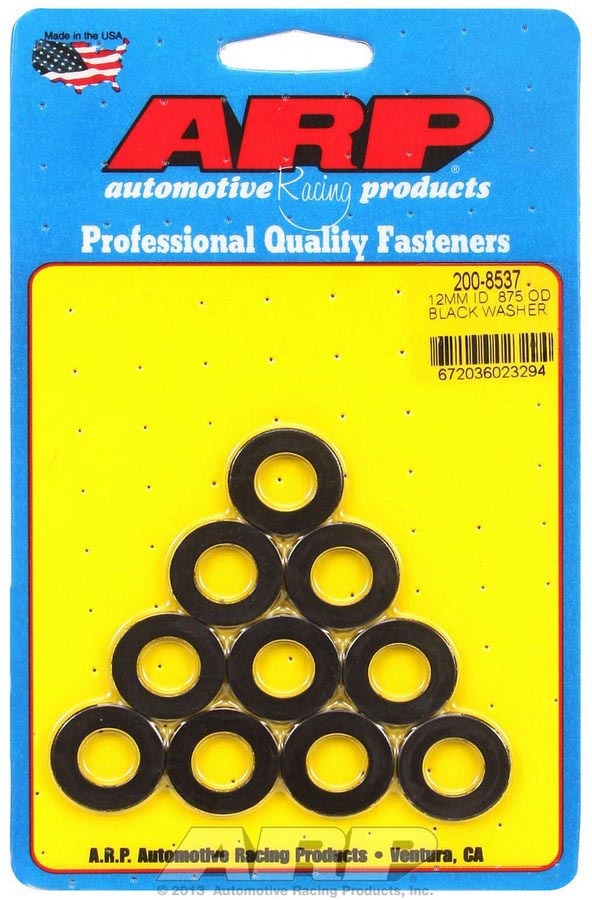 Auto Racing Products Automotive Hardware Black Washers - 12mm ID x 7/8 OD (10) 200-8537