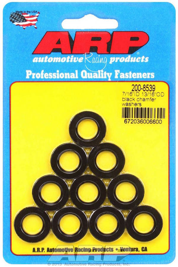Auto Racing Products Automotive Hardware Black Washers - 7/16 ID x 13/16 OD (10) 200-8539
