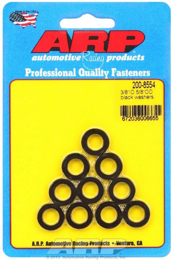 Auto Racing Products Automotive Hardware Black Washers - 3/8 ID x 5/8 OD (10) 200-8554