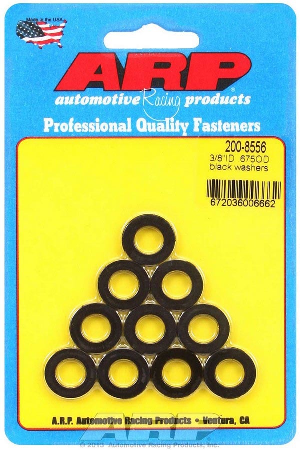 Auto Racing Products Automotive Hardware Black Washers - 3/8 ID x .675 OD (10) 200-8556