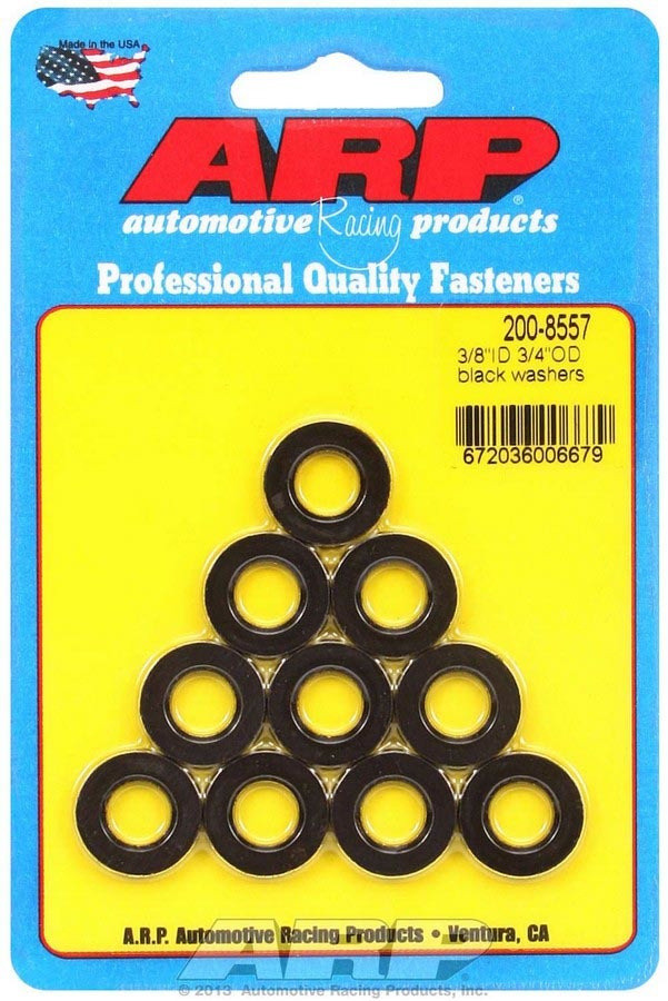 Auto Racing Products Automotive Hardware Black Washers - 3/8 ID x 3/4 OD (10) 200-8557