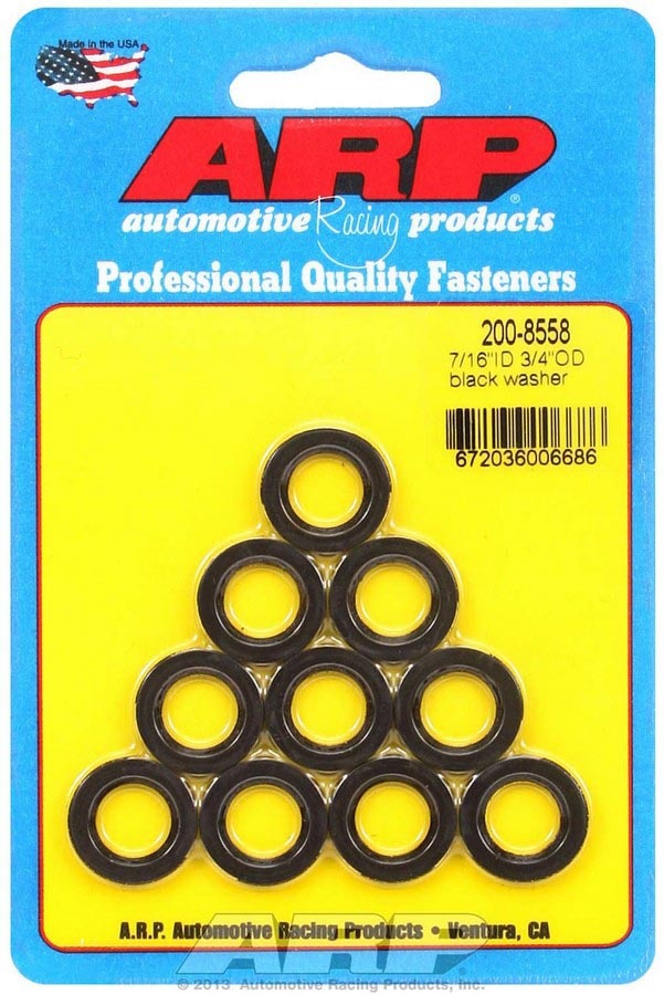 Auto Racing Products Automotive Hardware Black Washers - 7/16 ID x 3/4 OD (10) 200-8558