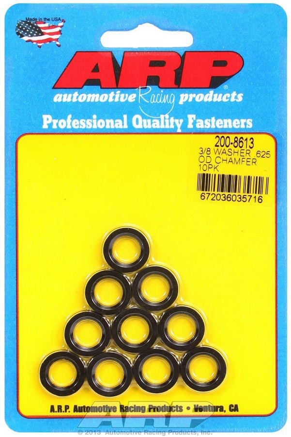 Auto Racing Products Automotive Hardware Black Washers - 3/8ID x .625 OD Chamfer (10) 200-8613