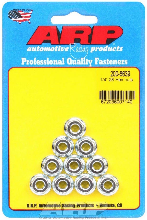 Auto Racing Products Automotive Hardware Hex Nuts - 1/4-28 (10) 200-8639
