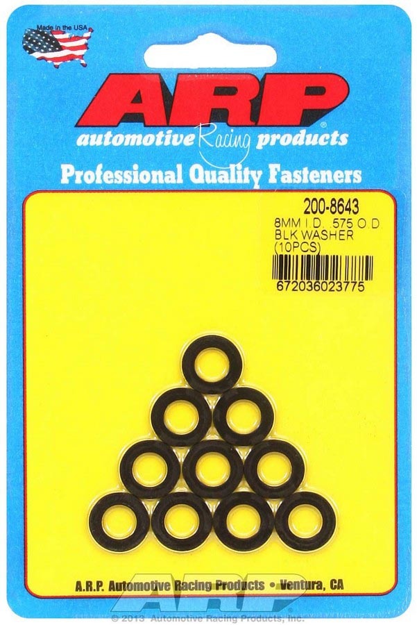 Auto Racing Products Automotive Hardware Black Washers - 8mm ID x .575 OD (10) 200-8643