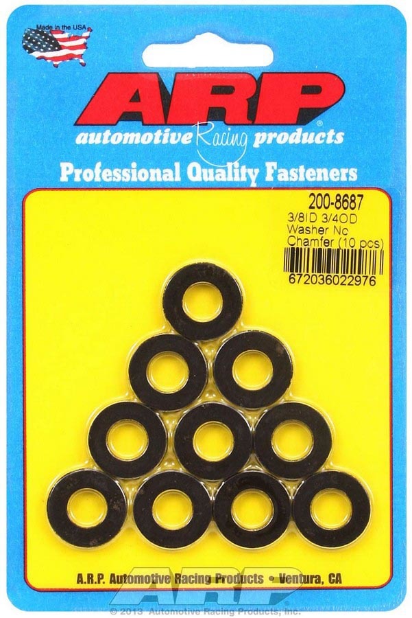 Auto Racing Products Automotive Hardware Black Washers - 3/8 ID x 3/4 OD (10) 200-8687
