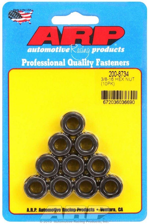 Auto Racing Products Automotive Hardware Hex Nuts - 3/8-16 (10) 200-8734