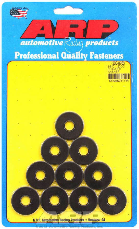 Auto Racing Products Automotive Hardware Black Washers - 3/8 ID x 1.200 OD w/Chamfer 10pk 200-8763