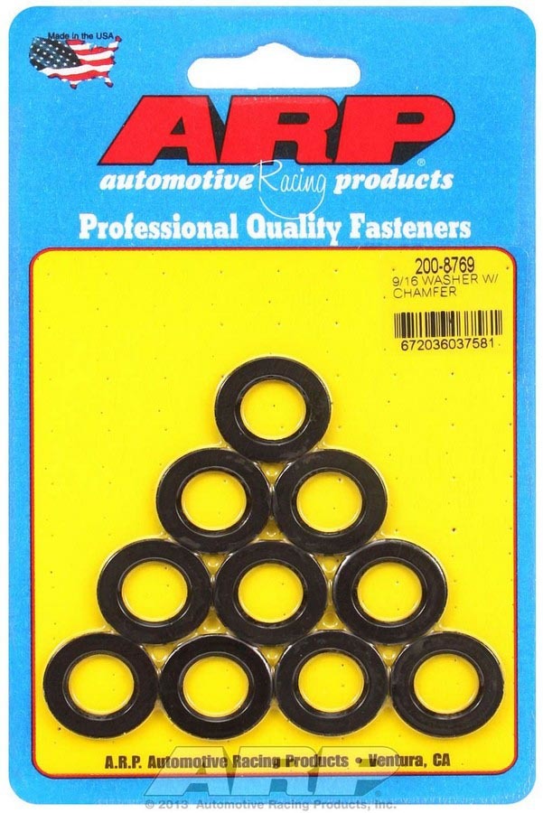 Auto Racing Products Automotive Hardware Black Washers - 9/16 ID x 1.00 OD Chamfer (10) 200-8769