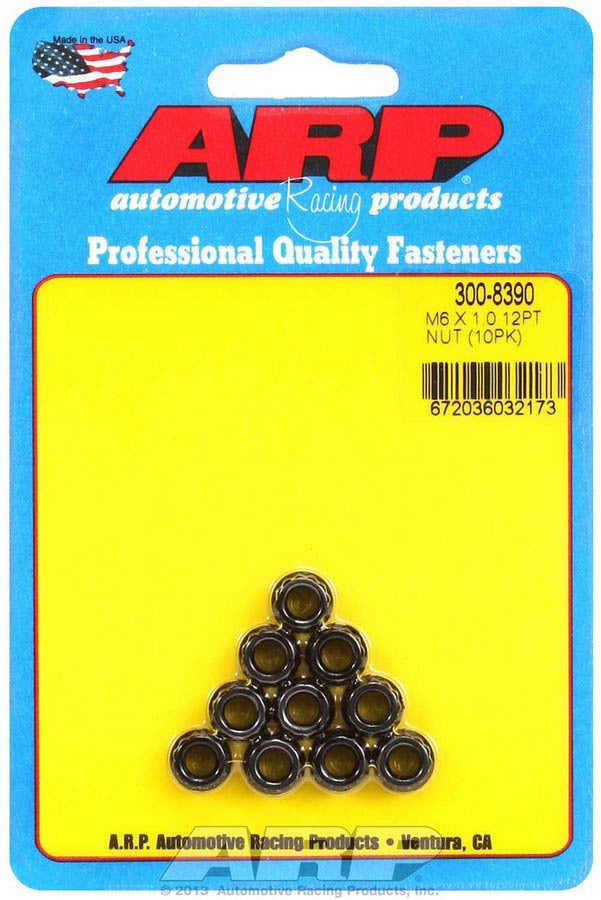 Auto Racing Products Automotive Hardware 6mm x 1.00 12pt. Nuts (10) 300-8390