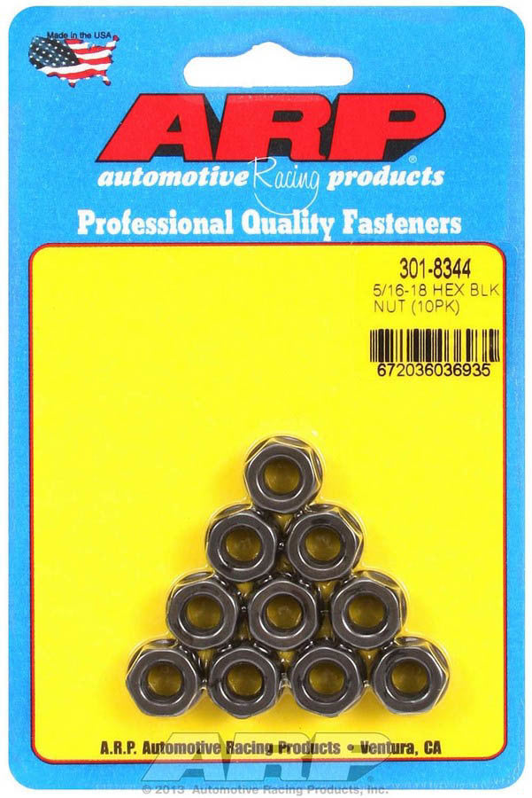Auto Racing Products Automotive Hardware Hex Nut Kit w/Flange 5/16-18 (10pk) 301-8344
