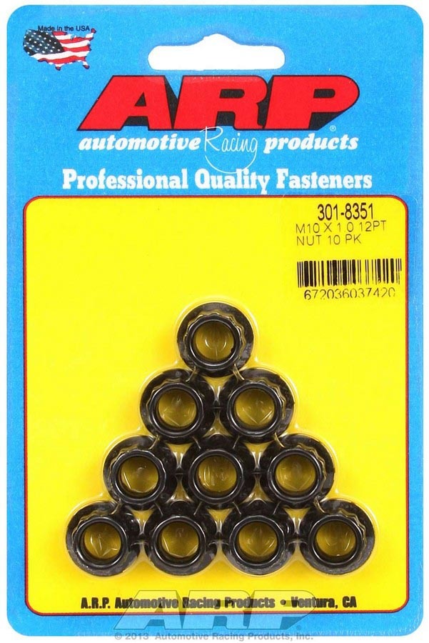 Auto Racing Products Automotive Hardware 10mm x 1.0 12pt Nut Kit 10pk 301-8351