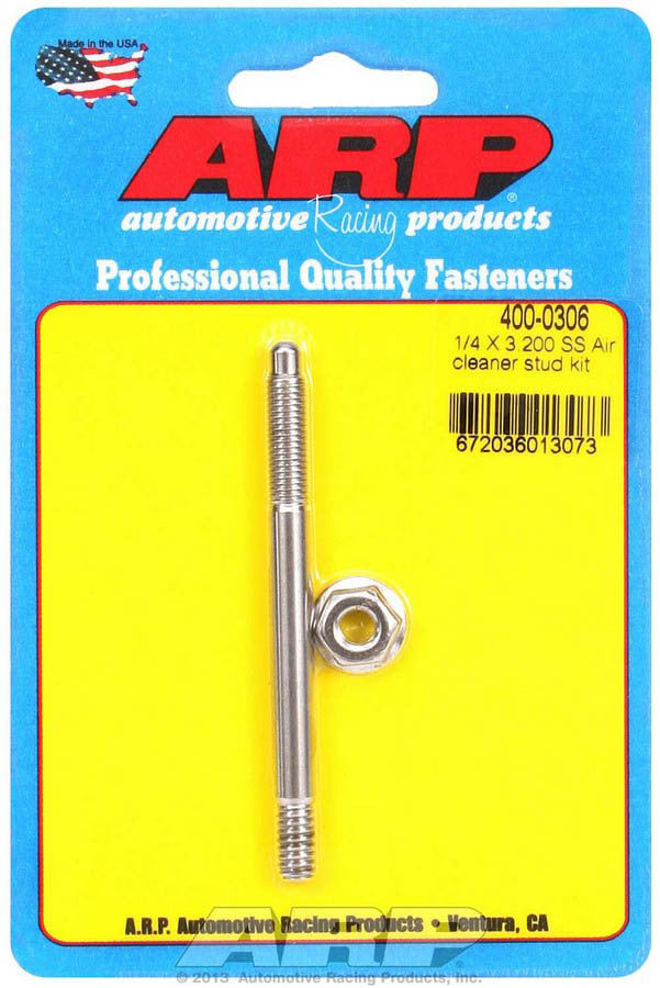 Auto Racing Products Automotive Hardware Air Cleaner Stud Kit - 1/4 x 3.200 S/S 400-0306