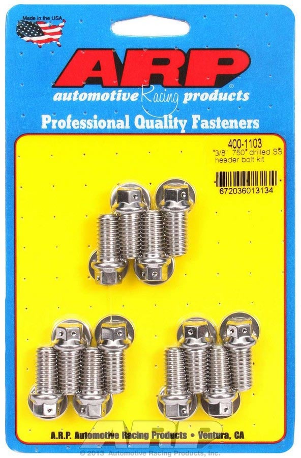 Auto Racing Products Exhaust Header S/S Header Bolt Kit - 3/8 x .750 UHL (12) 400-1103