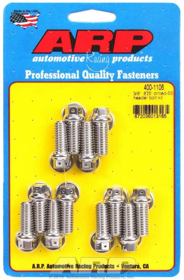 Auto Racing Products Exhaust Header S/S Header Bolt Kit - 3/8 x .875 UHL (12) 400-1106