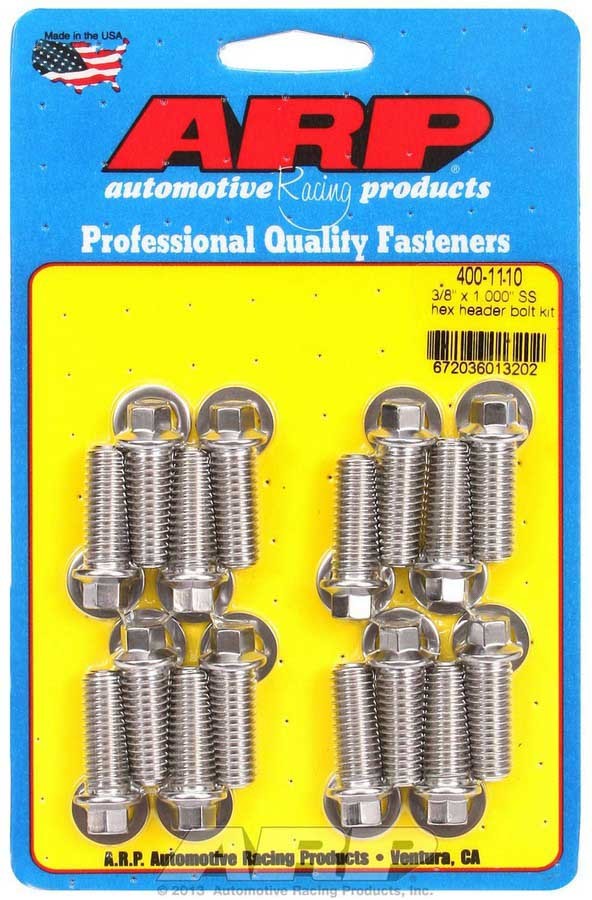 Auto Racing Products Exhaust Header S/S Header Bolt Kit - 3/8 x 1.00 UHL (16) 400-1110