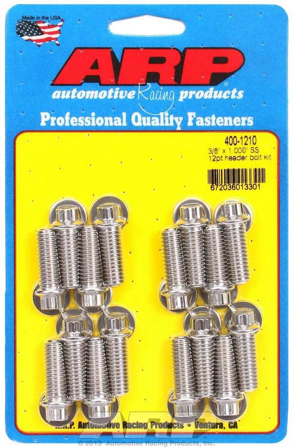 Auto Racing Products Exhaust Header S/S Header Bolt Kit - 3/8 x 1.00 UHL (16) 400-1210