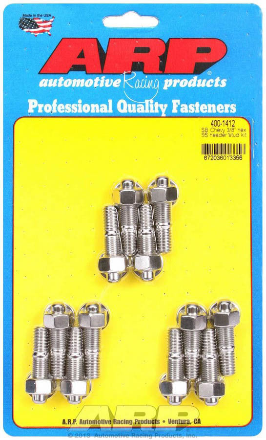 Auto Racing Products Exhaust Header S/S Header Stud Kit - 3/8 x 1.670 OAL (12) 400-1412