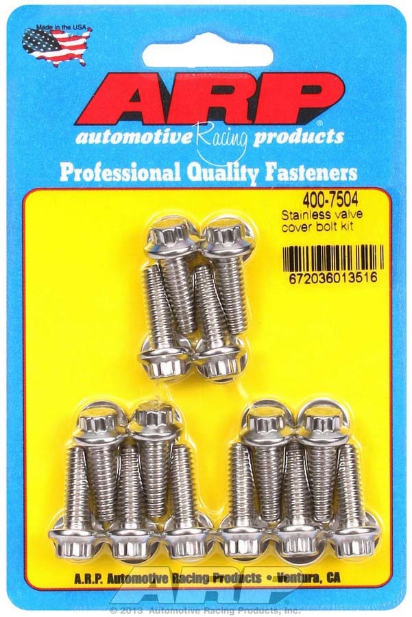 Auto Racing Products Engine Component S/S Valve Cover Bolt Kit 1/4in- 20 12pt. (14) 400-7504